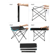 Portable aluminium camping table by Lavish Kitchen Isle, lightweight, compact, and durable for 2-5 day outdoor trips.