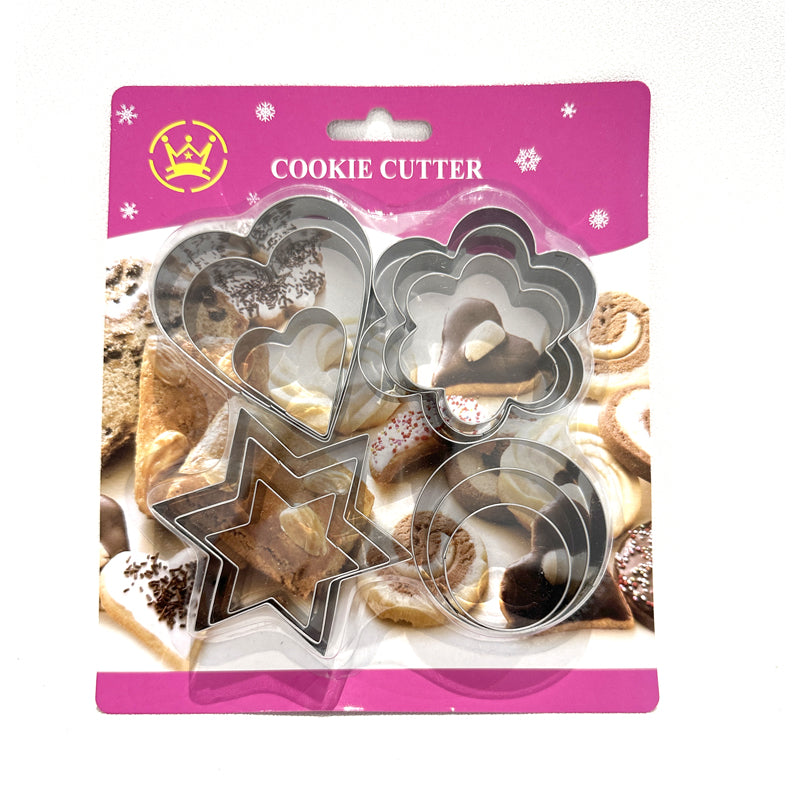 Set of 12 traditional shape cookie cutters by Lavish Kitchen Isle, featuring various fun shapes for baking.