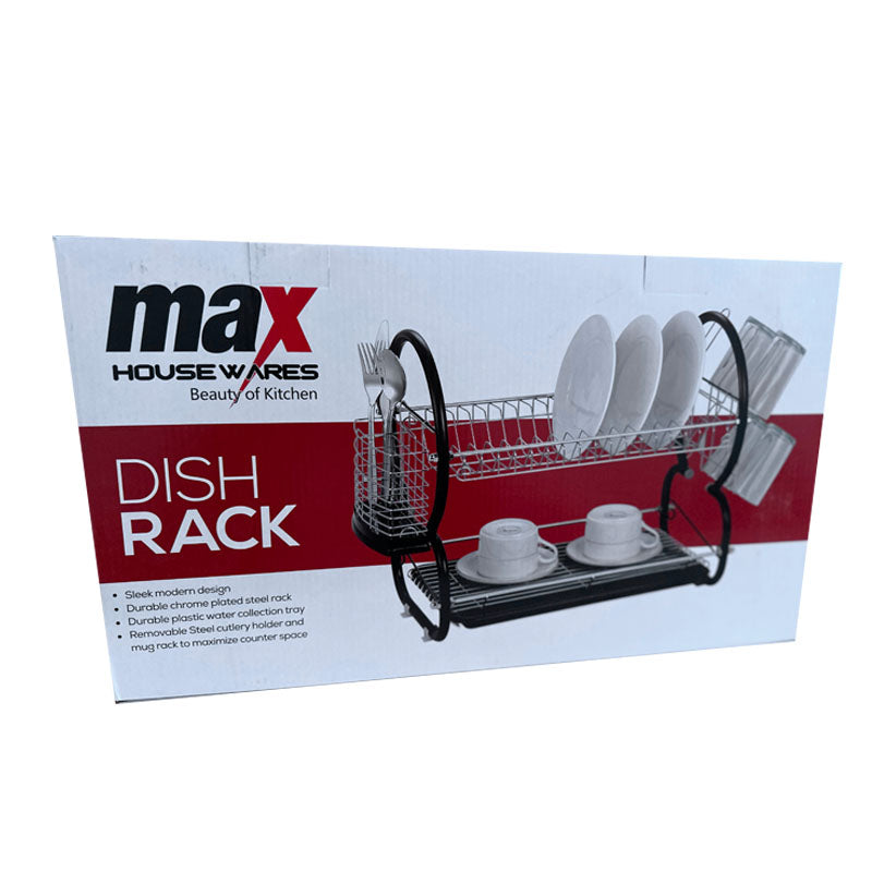 2 Tier Dish Drainer Rack for Kitchen Countertop or Sink Plate Cutlery Holder and Drip Tray