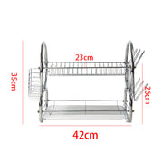 2 Tier Dish Drainer Rack for Kitchen Countertop or Sink Plate Cutlery Holder and Drip Tray - Lavish Kitchen Isle