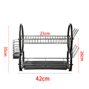 2 Tier Dish Drainer Rack for Kitchen Countertop or Sink Plate Cutlery Holder and Drip Tray - Lavish Kitchen Isle