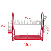 2 Tier Dish Drainer Rack for Kitchen Countertop or Sink Plate Cutlery Holder and Drip Tray - Lavish Kitchen Isle