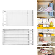 Lavish Kitchen Isle adjustable extendable wardrobe closet divider rack with shelves for organizing clothes and accessories.
