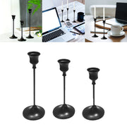 Set of 3 Lavish Kitchen Isle candlestick holders for decorative use on a fireplace or dining table.