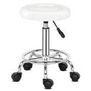 Round Stool with Lines Rotation Bar Stool White