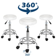 Round Stool with Lines Rotation Bar Stool White