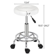 Round Stool with Lines Rotation Bar Stool White