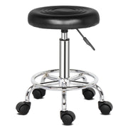 Round Stool with Lines Rotation Bar Stool Black - Lavish Kitchen Isle