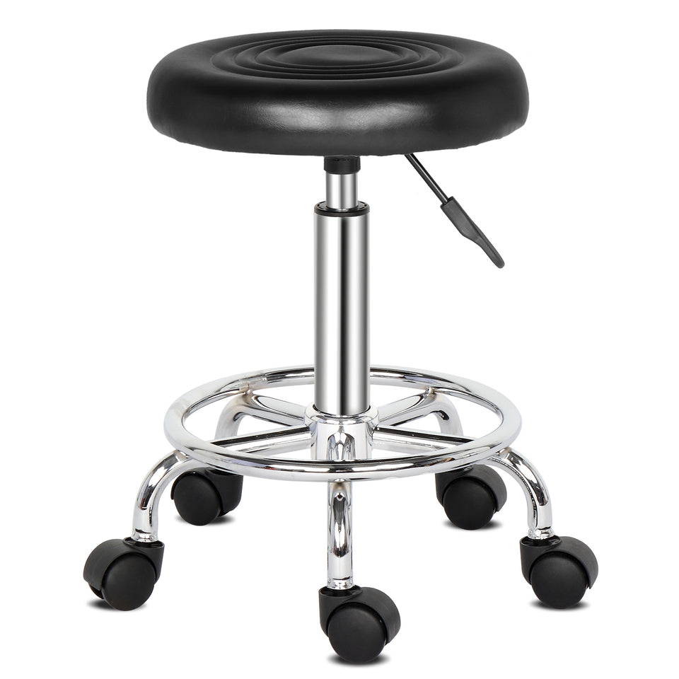 Round Stool with Lines Rotation Bar Stool Black