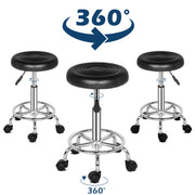 Round Stool with Lines Rotation Bar Stool Black - Lavish Kitchen Isle