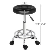 Round Stool with Lines Rotation Bar Stool Black - Lavish Kitchen Isle