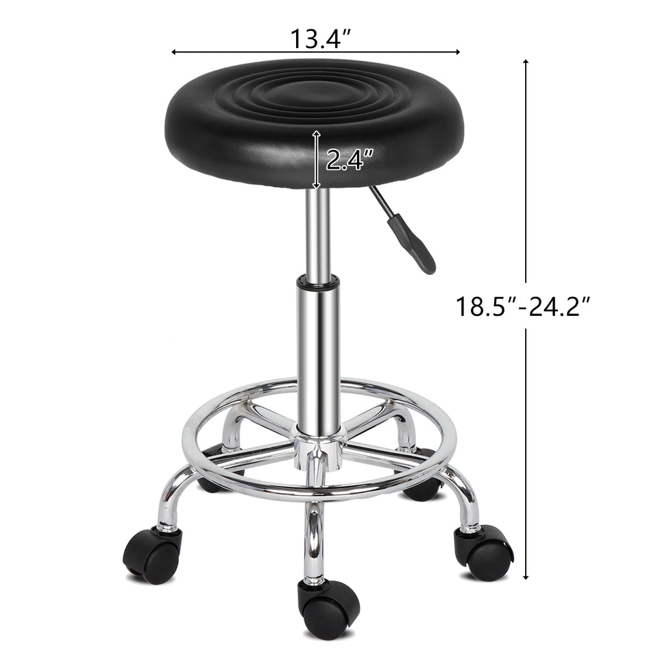 Round Stool with Lines Rotation Bar Stool Black