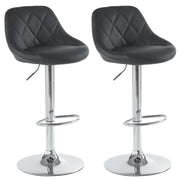 2pcs Adjustable Bar Stools Rhombus Backrest Black PU Leather, No Armrest – Modern High Bar Stools for Kitchen and Bar Counters