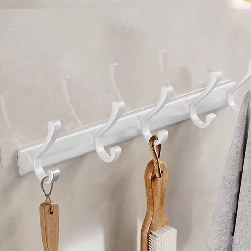 Wall-Mounted Aluminium Coat 5 Hooks – Durable, Space-Saving Hanger Rack for Living Room or Hallway Black/Silver