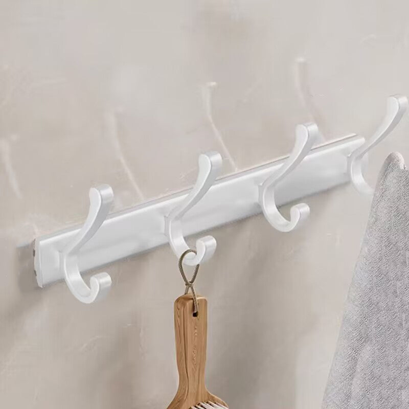 Wall-Mounted Aluminium Coat 4 Hooks – Durable, Space-Saving Hanger Rack for Living Room or Hallway Black/Silver