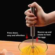 Two 30 cm metal hand press egg whisks from Lavish Kitchen Isle, ideal for whisking and blending eggs or batter.