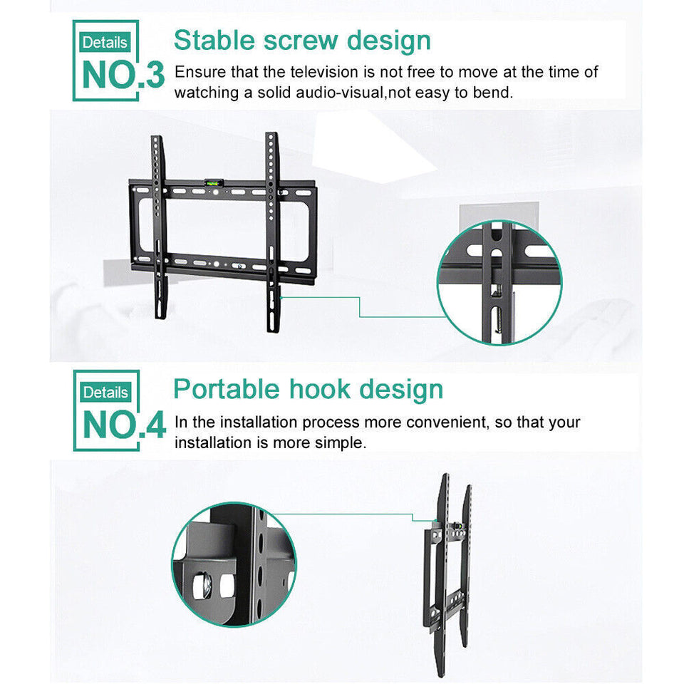 TV Wall Bracket Mount Slim for 26- 63 Inch Flat 3D LCD LED Plasma