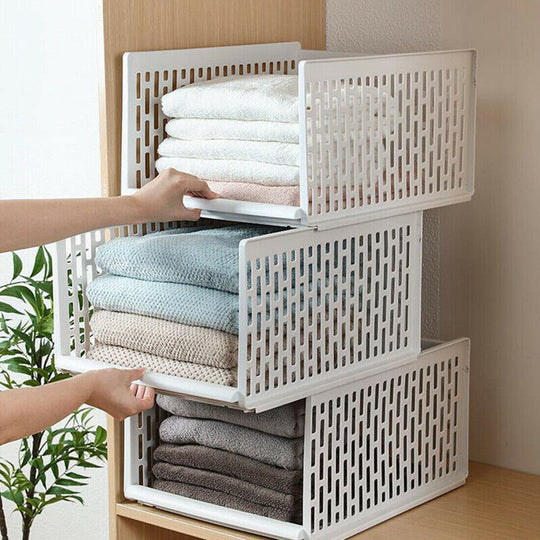 White Wardrobe Drawer Storage Cabinet Clothes Wardrobe Stackable Storage Box