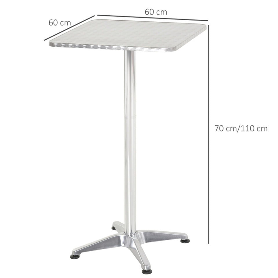 Adjustable Height Indoor/Outdoor Bar Table with Stainless Steel Top