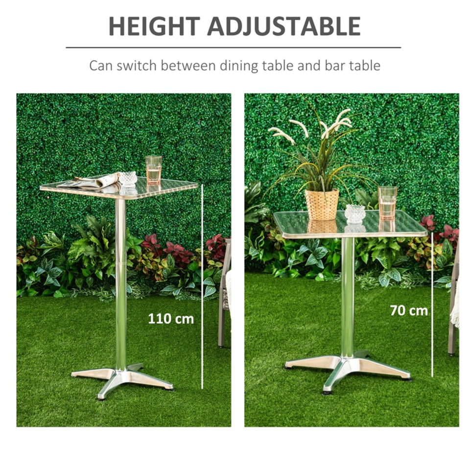 Adjustable Height Indoor/Outdoor Bar Table with Stainless Steel Top