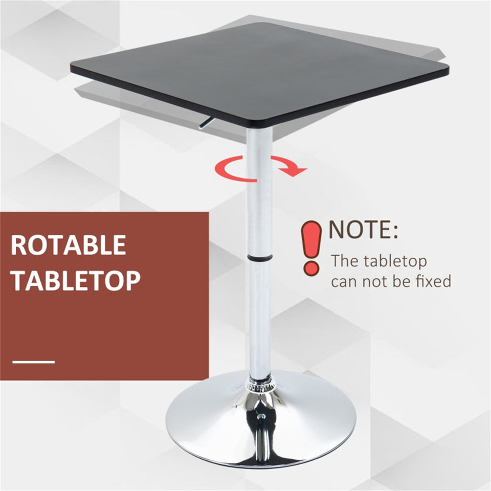 Adjustable Height Black Bar Table with Sturdy Steel Base