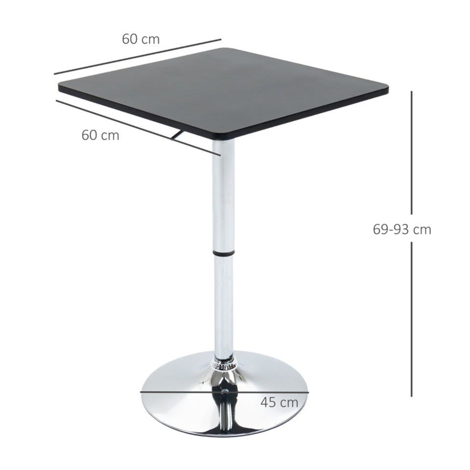 Adjustable Height Black Bar Table with Sturdy Steel Base