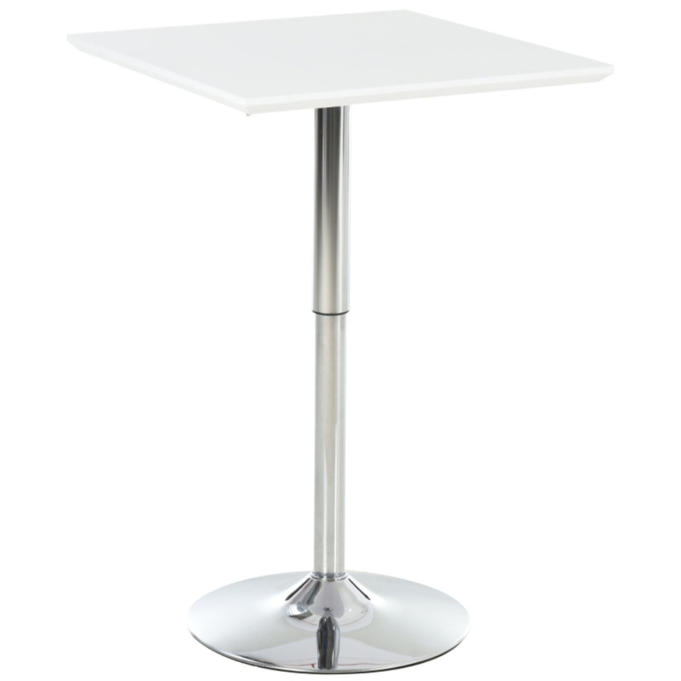 Adjustable Height White Bar Table with Sturdy Steel Base
