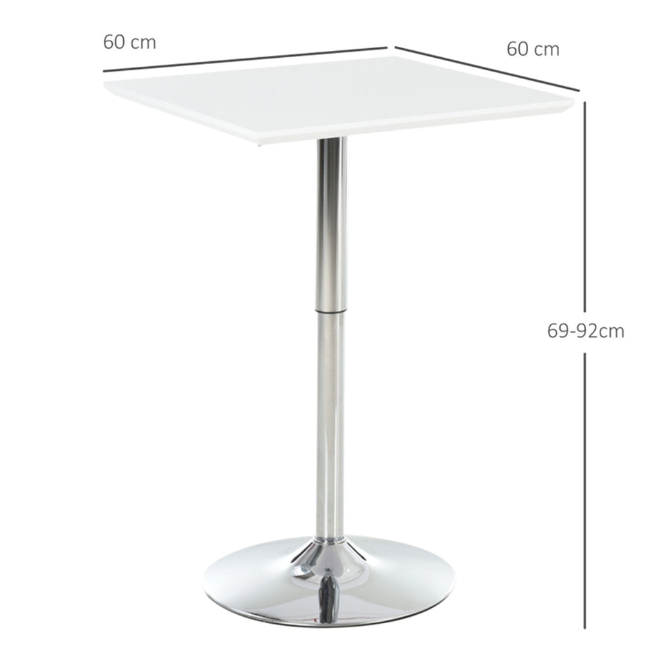 Adjustable Height White Bar Table with Sturdy Steel Base