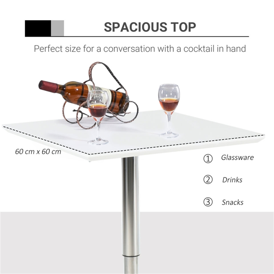 Adjustable Height White Bar Table with Sturdy Steel Base