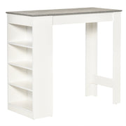 Modern Space-Saving Bar Table with Shelves, Natural Wood and Grey Finish
