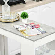 Modern Space-Saving Bar Table with Shelves, Natural Wood and Grey Finish