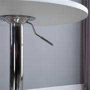 Lavish Kitchen Isle white bar table with steel legs, adjustable height, modern design, perfect for kitchen or bar area.