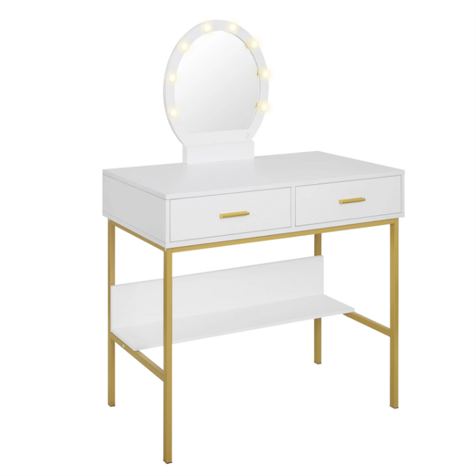 Dressing Table /Makeup Table- White and Gold