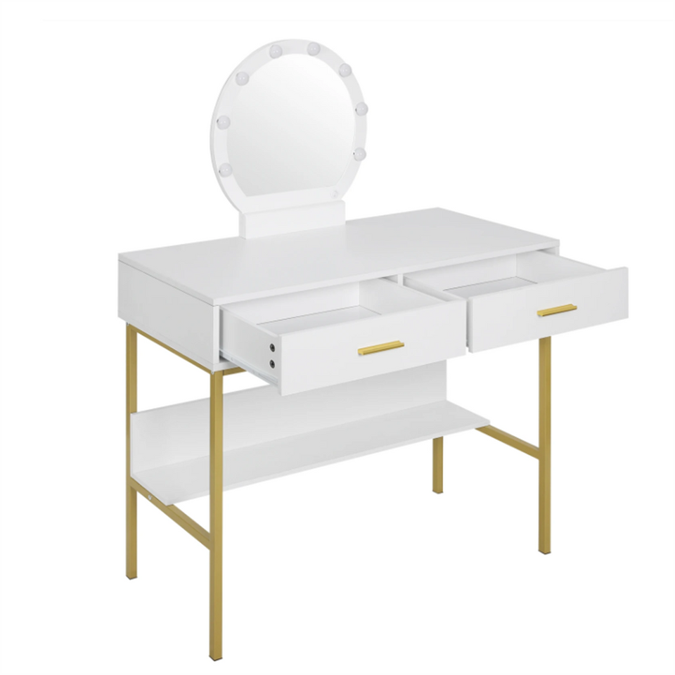 Dressing Table /Makeup Table- White and Gold