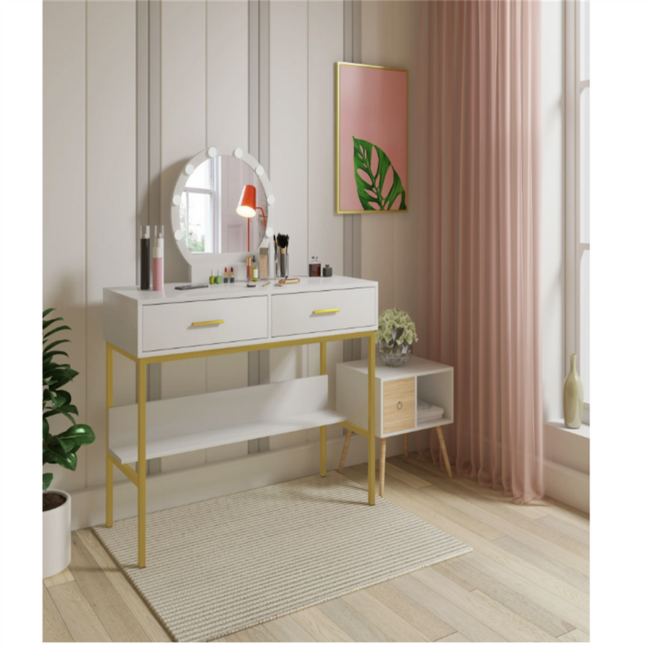 Dressing Table /Makeup Table- White and Gold