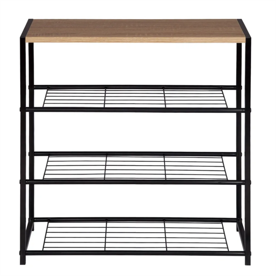 Shoe Rack Bench Shoe Storage Cabinet with MDF and Metal Shelves - 63x30x63cm