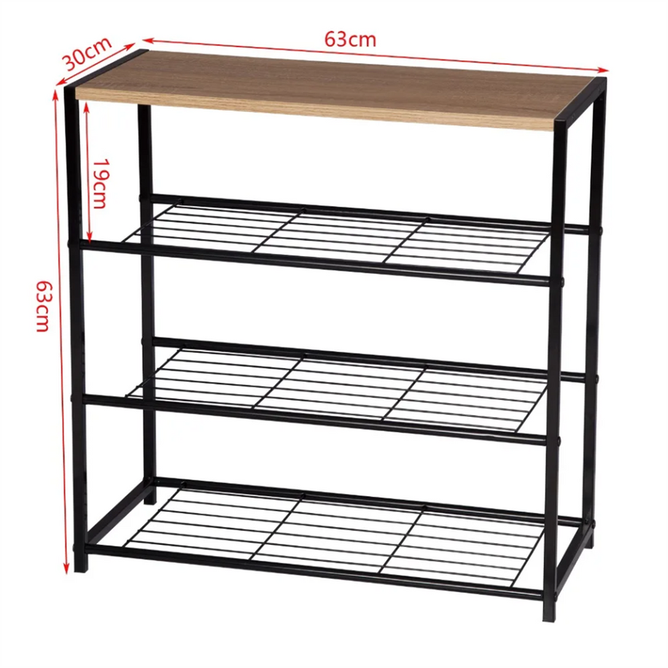 Shoe Rack Bench Shoe Storage Cabinet with MDF and Metal Shelves - 63x30x63cm