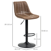 Set of 2 brown adjustable bar stools with footrests from Lavish Kitchen Isle, perfect for kitchen breakfast counters.