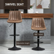 Set of 2 brown adjustable Lavish Kitchen Isle bar stools with footrests, ideal for kitchen breakfast counters.