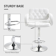 Adjustable Beige Faux Leather Bar Stool with High Back & Arms