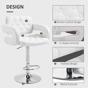 Adjustable Beige Faux Leather Bar Stool with High Back & Arms