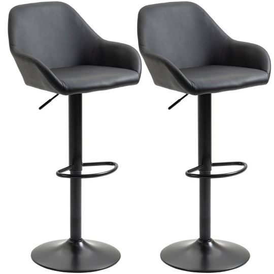 Set of 2 Adjustable Bar Stools – PU Leather, Swivel & Gas Lift Design