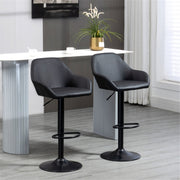 Set of 2 Adjustable Bar Stools – PU Leather, Swivel & Gas Lift Design