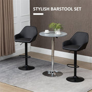 Set of 2 Adjustable Bar Stools – PU Leather, Swivel & Gas Lift Design