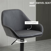 Set of 2 Adjustable Bar Stools – PU Leather, Swivel & Gas Lift Design