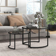Modern Nesting Coffee Tables Set - Tempered Glass and Steel - Lavish Kitchen Isle
