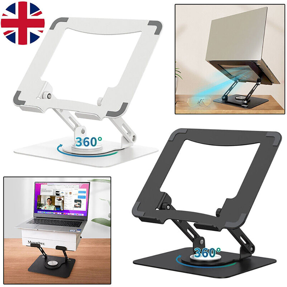 360° Metal Portable Laptop Tablet Stand Adjustable Holder For Desk Office Home 44 lbs Load Capacity