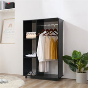 Rolling Wardrobe with Aluminium Hanging Rail and Shelves for Bedroom, Cloakroom, Guest Room