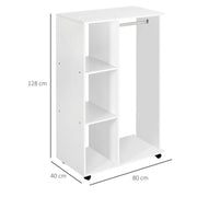 Rolling Wardrobe with Aluminium Hanging Rail and Shelves for Bedroom, Cloakroom, Guest Room