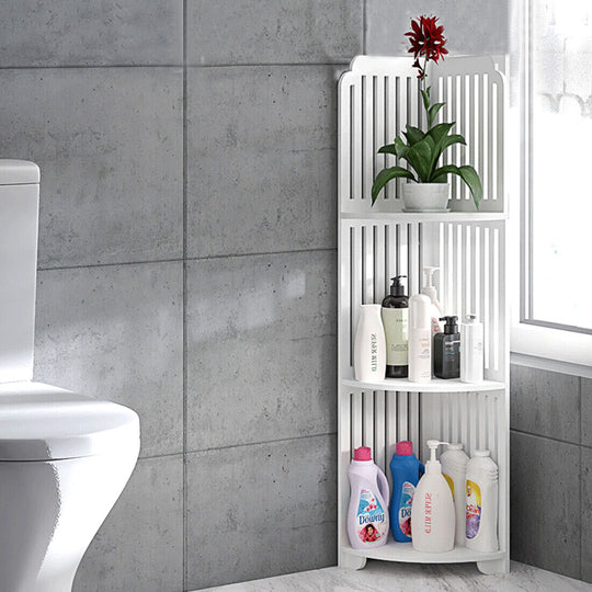 White 3-Tier Corner Shelf – Waterproof Bathroom Storage Unit